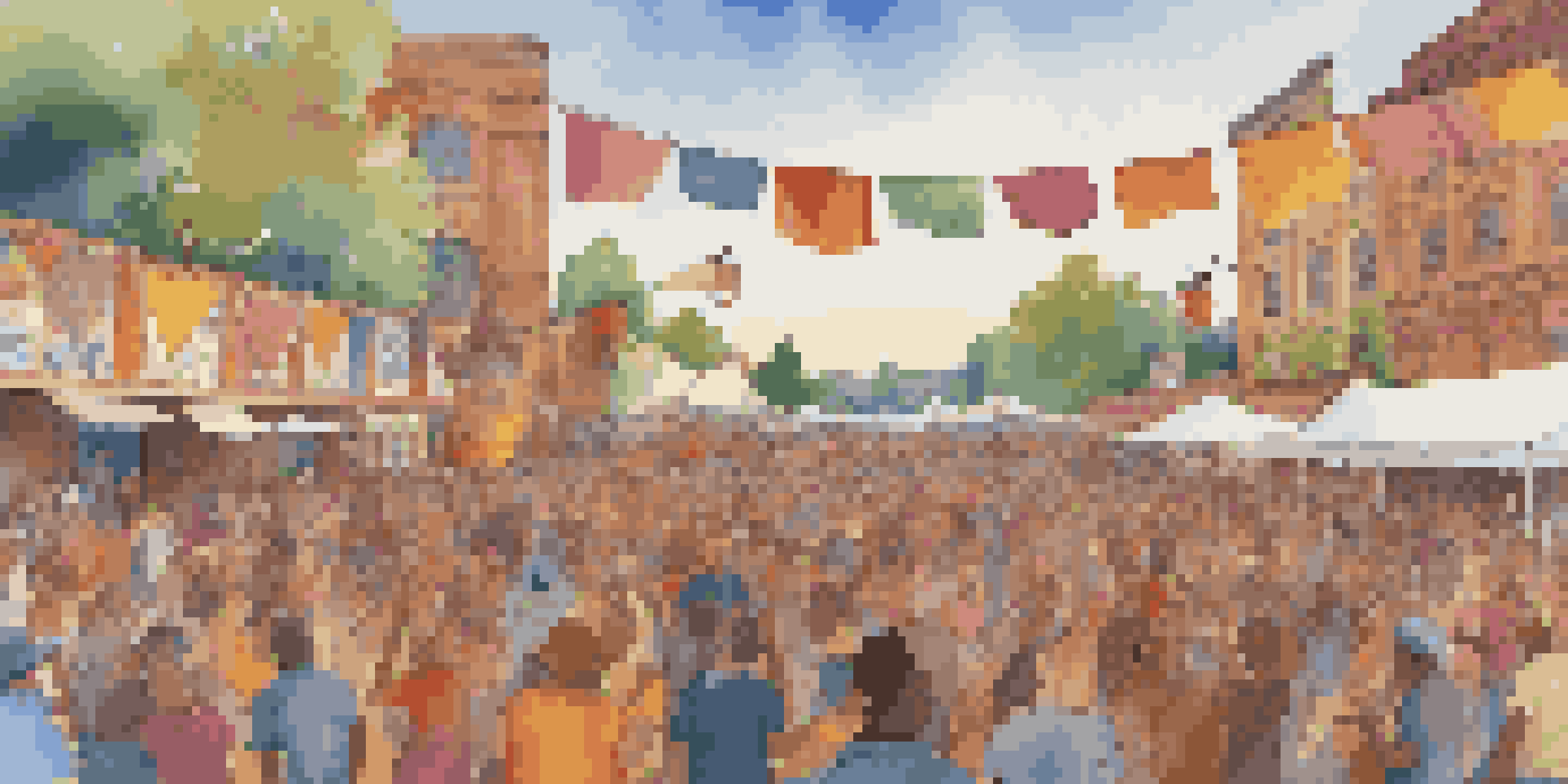 A lively folk music festival with diverse artists on stage and a colorful crowd enjoying the performance.