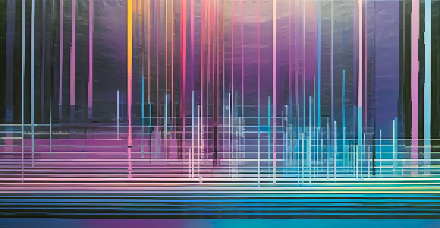 An abstract image depicting colorful sound waves and geometric shapes against a gradient background, representing rhythmic patterns in music.