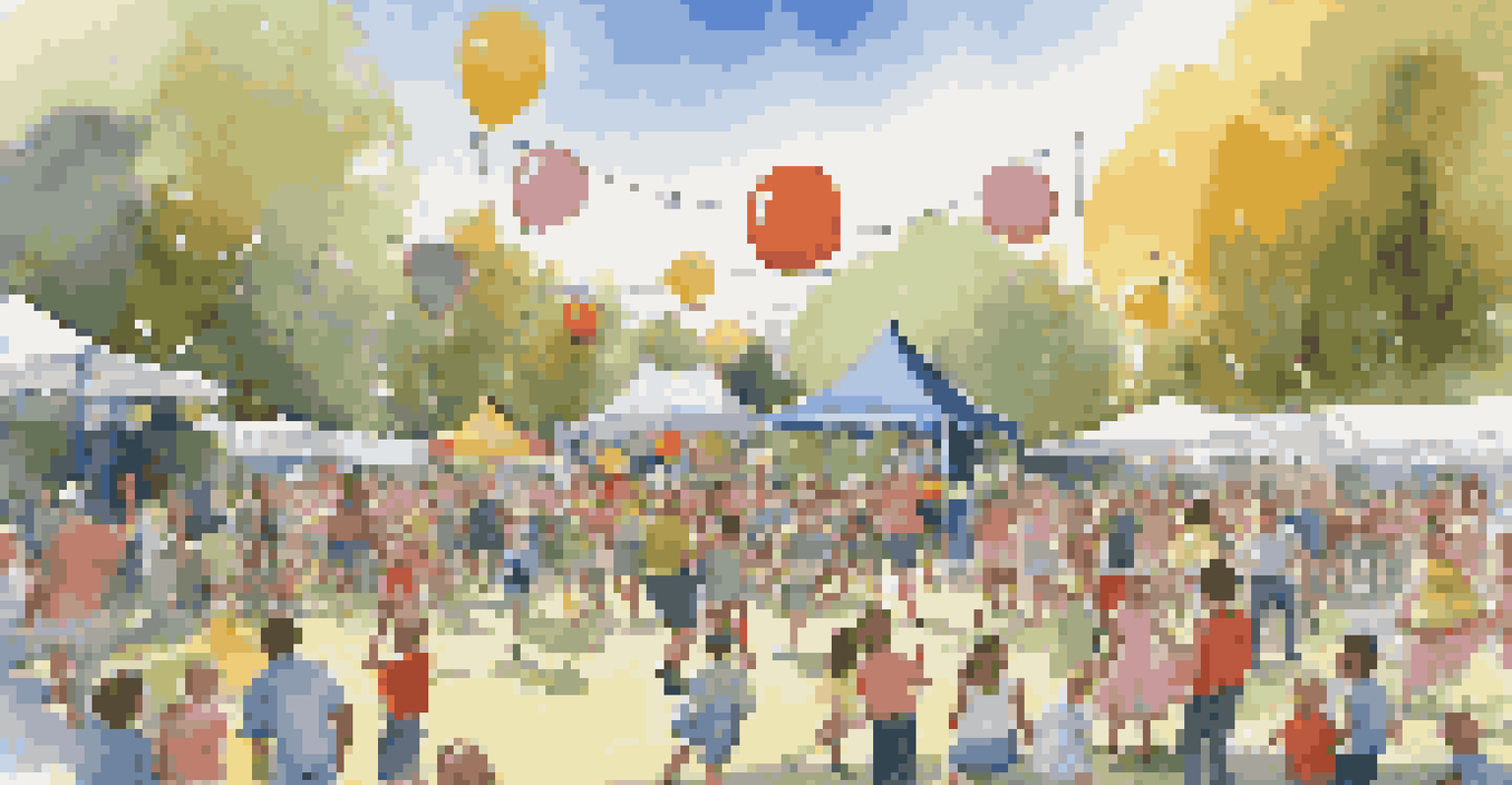 Children performing music and dancing at a community event in a park, with families enjoying the lively atmosphere.