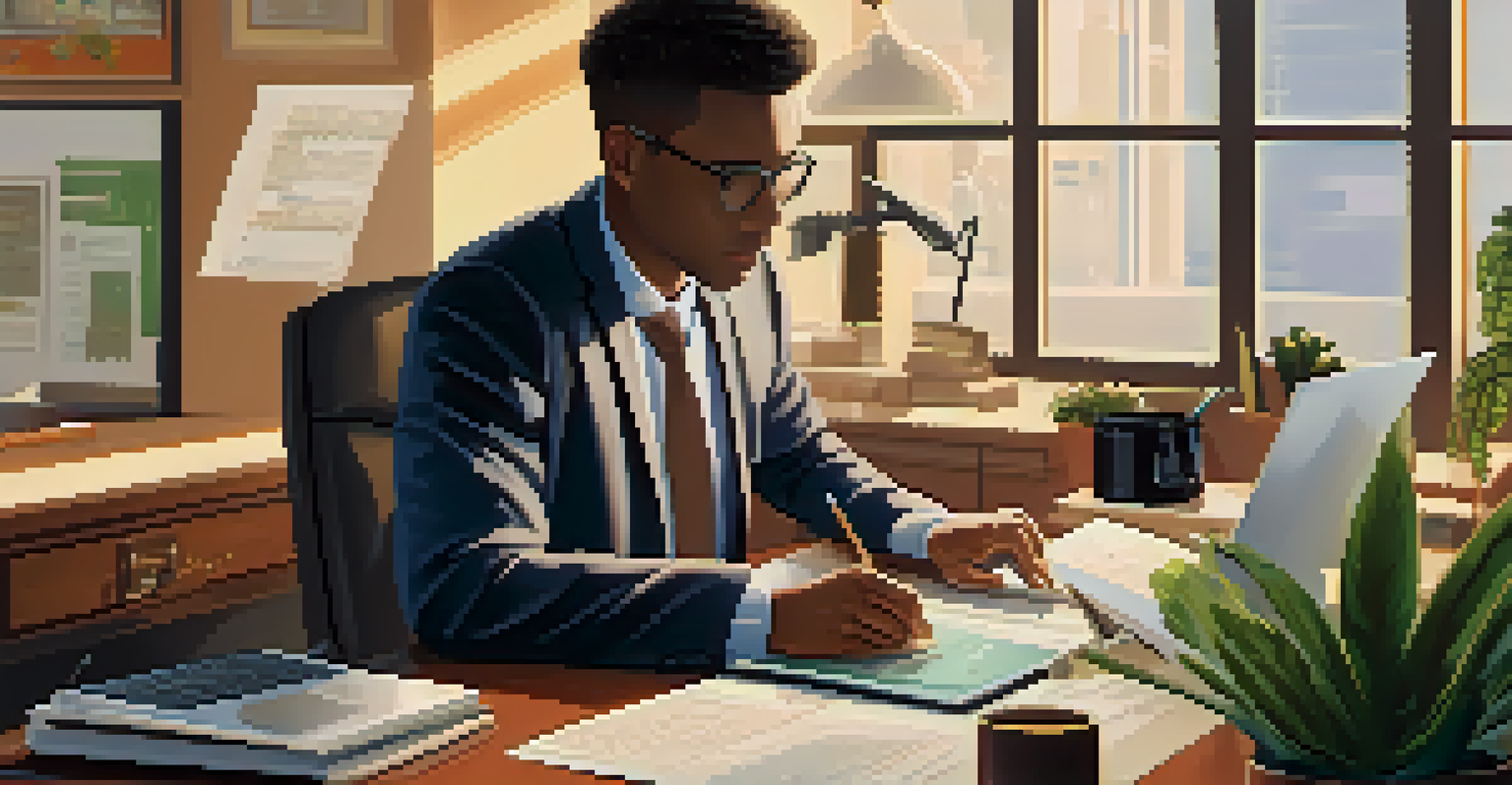 A person drafting a music licensing agreement at a desk with a laptop and legal documents.