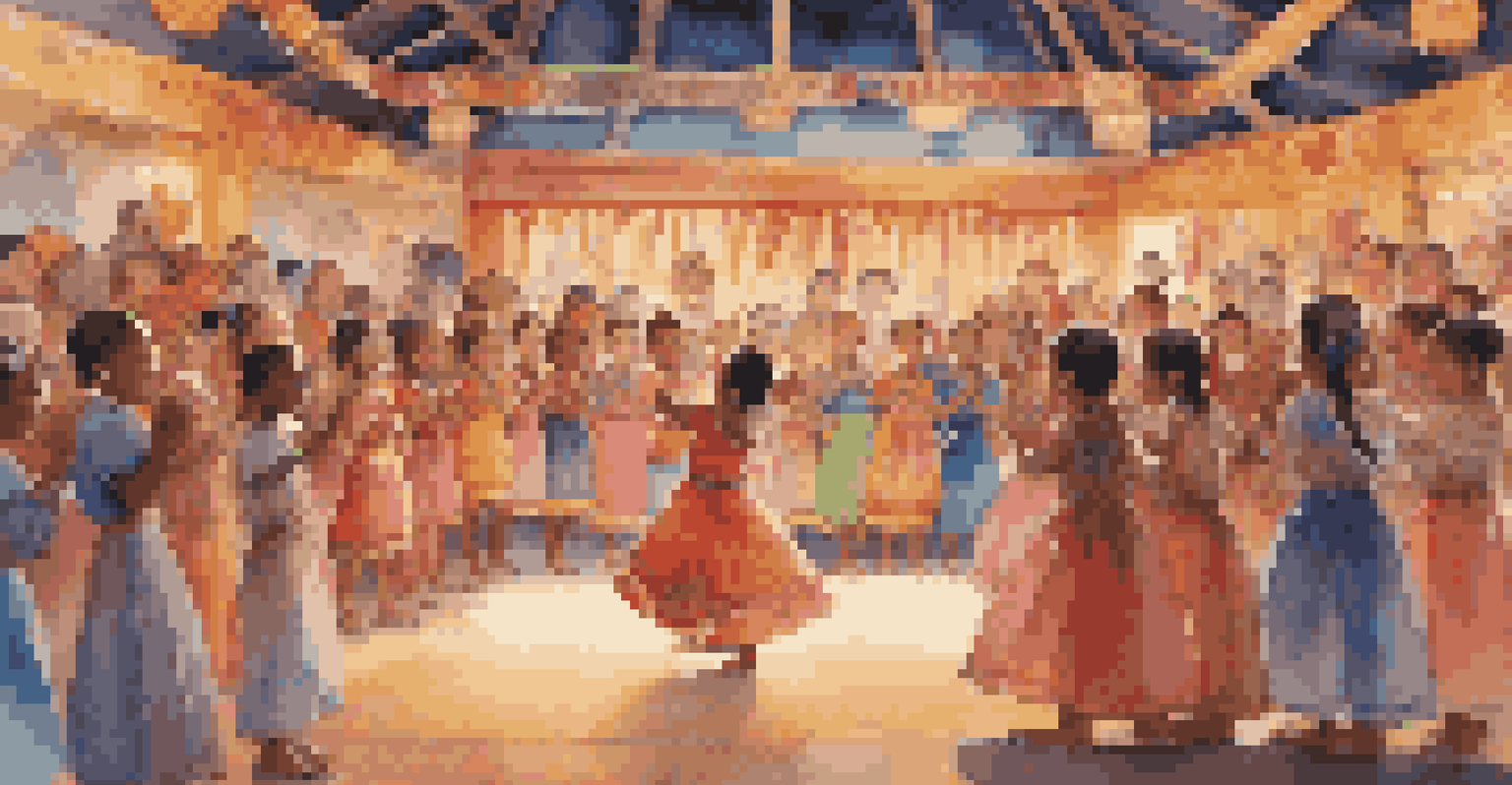 Children in colorful costumes performing a traditional dance at a cultural festival, with an audience clapping in appreciation.