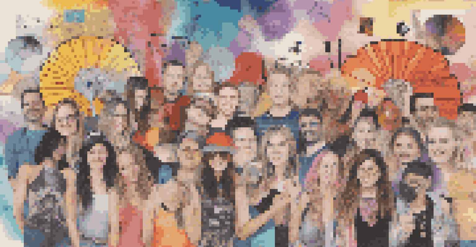 A vibrant digital collage of fan art and social media posts celebrating a popular artist, reflecting the creativity of the music community.
