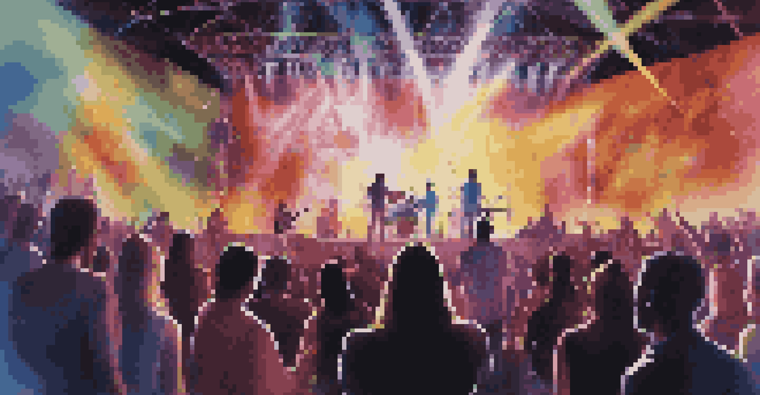 An augmented reality concert with interactive visuals and an engaged audience enjoying a live performance.