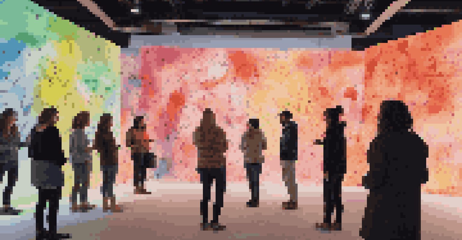 An interactive installation with colorful digital projections reacting to visitors' movements, creating an immersive experience.