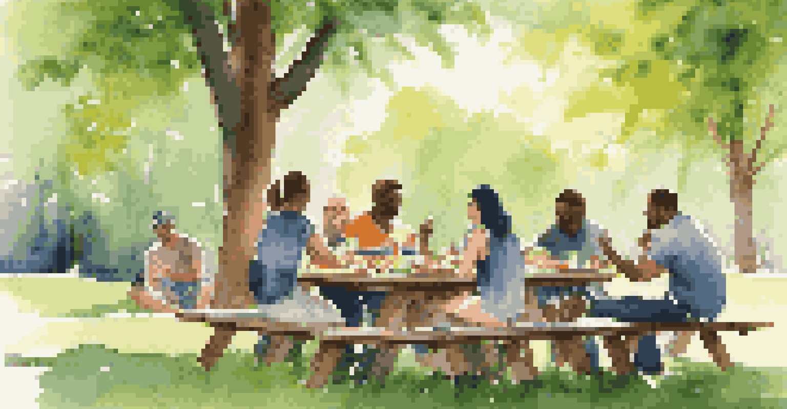 Colleagues sharing constructive criticism around a picnic table in a sunny park, surrounded by greenery and snacks.