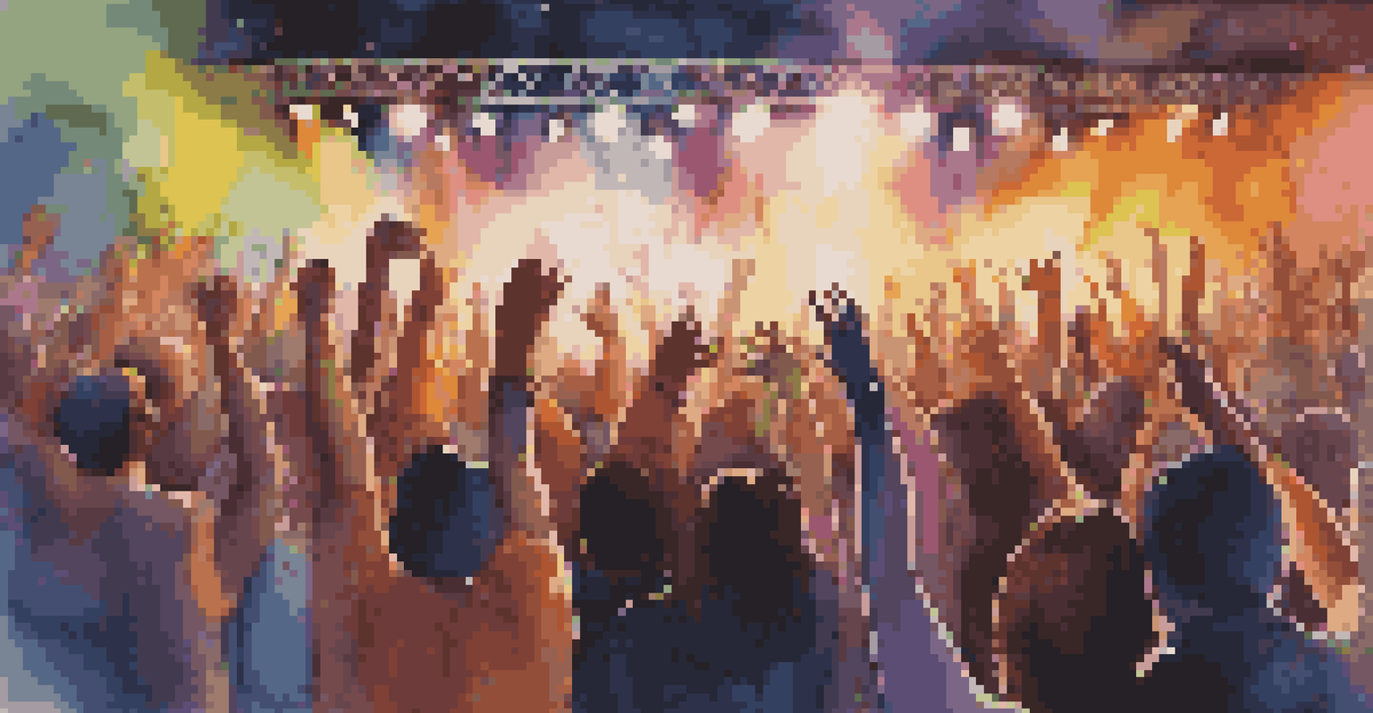 A lively concert with a diverse crowd enjoying a performance, depicting the sense of community and joy through music.