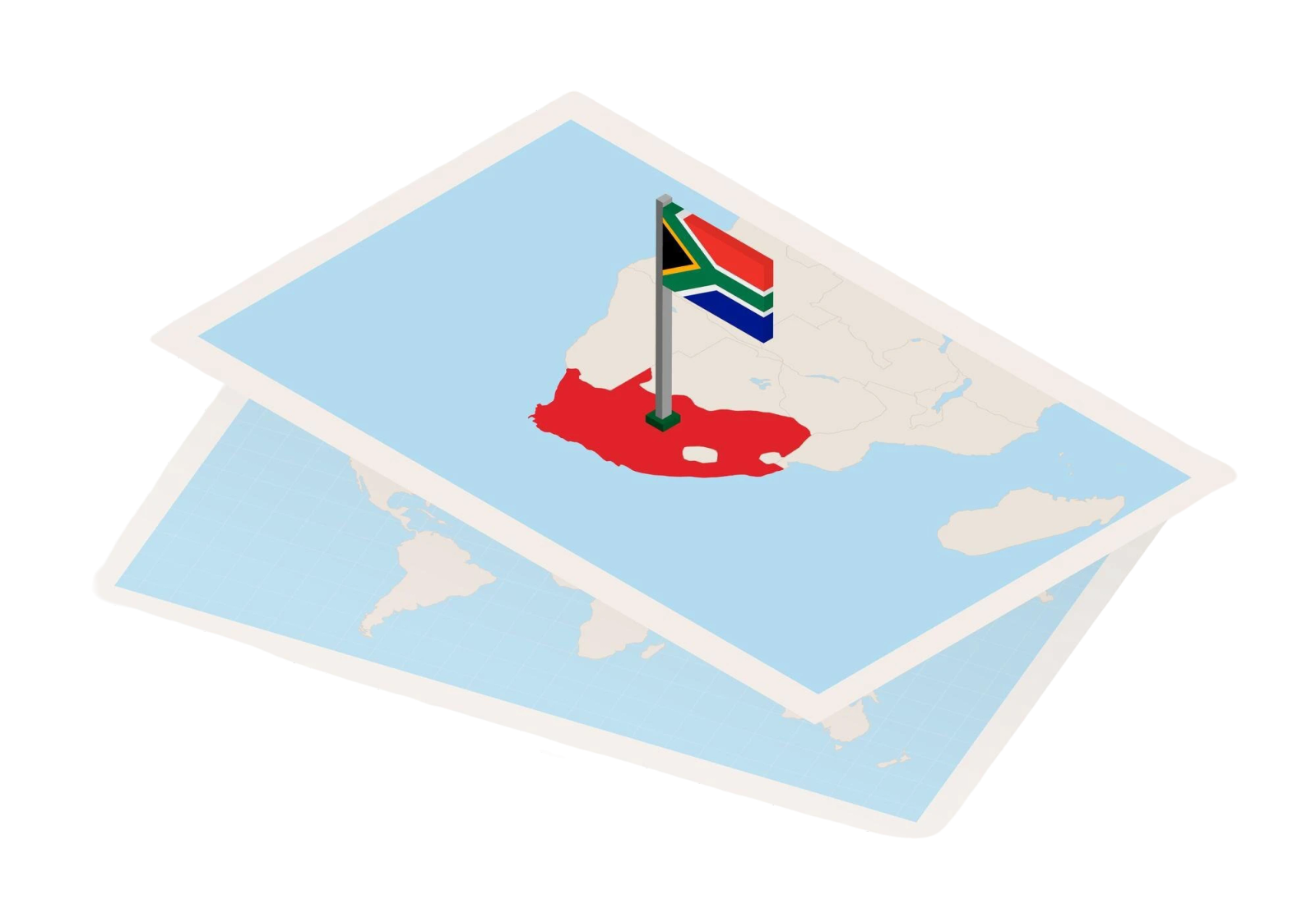 South Africa map with national flag