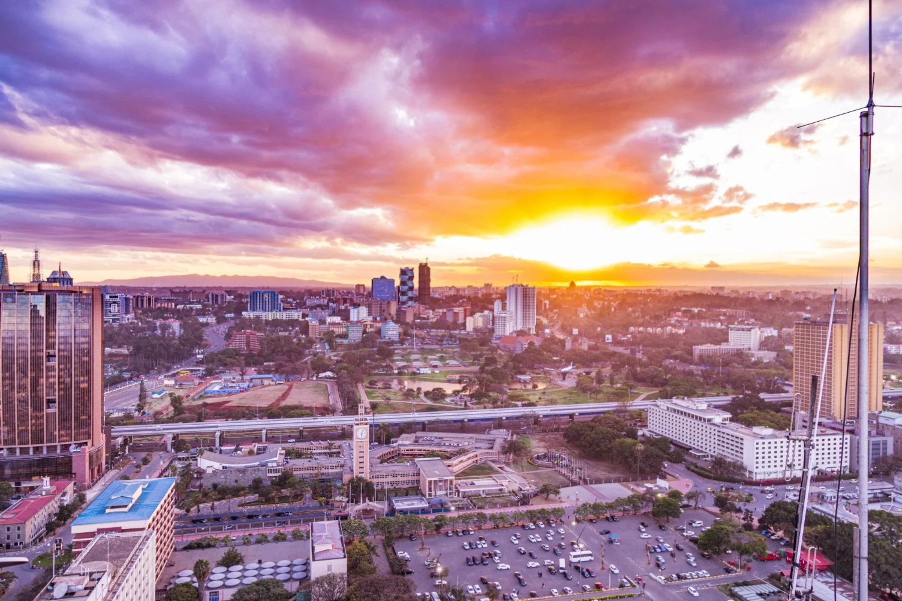 African city at sunset