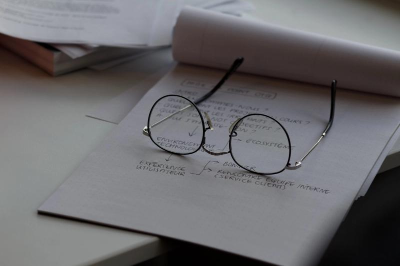 glasses laying on paper