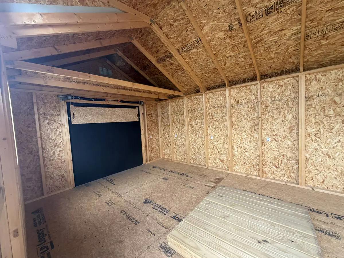 12×20 Deluxe Garden Shed at the Adrian location, interior view