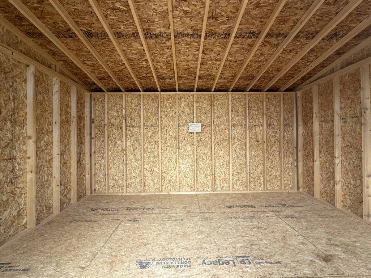 12×16 Studio Shed at the Adrian location, interior view