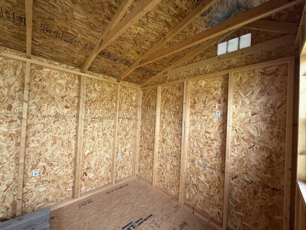8×12 Utility Shed at the Adrian location, interior view