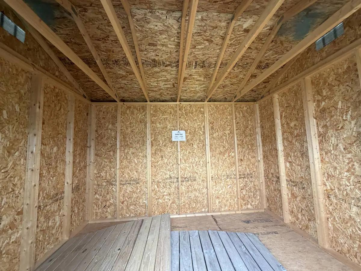 10×12 Garden Shed at the Adrian location, interior view