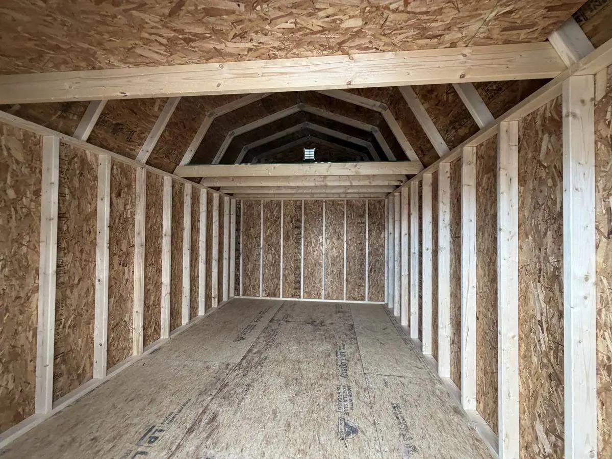 10×16 Lofted Barn at the Adrian location, interior view