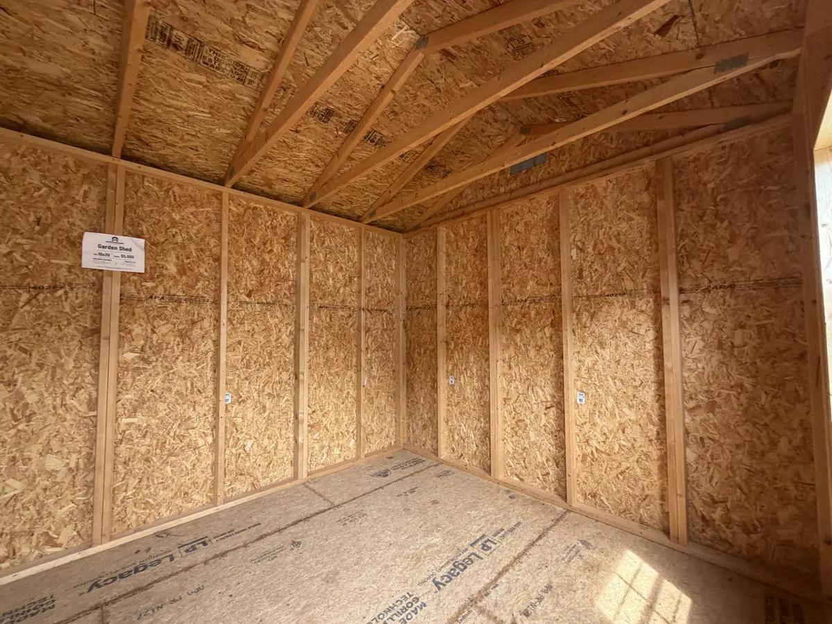 10×20 Garden Shed at the Adrian location, interior view