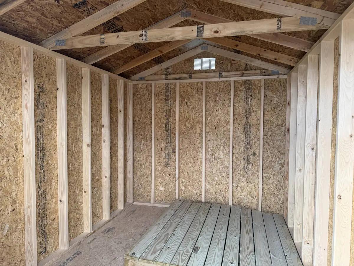 8×12 Utility Shed at the Adrian location, interior view