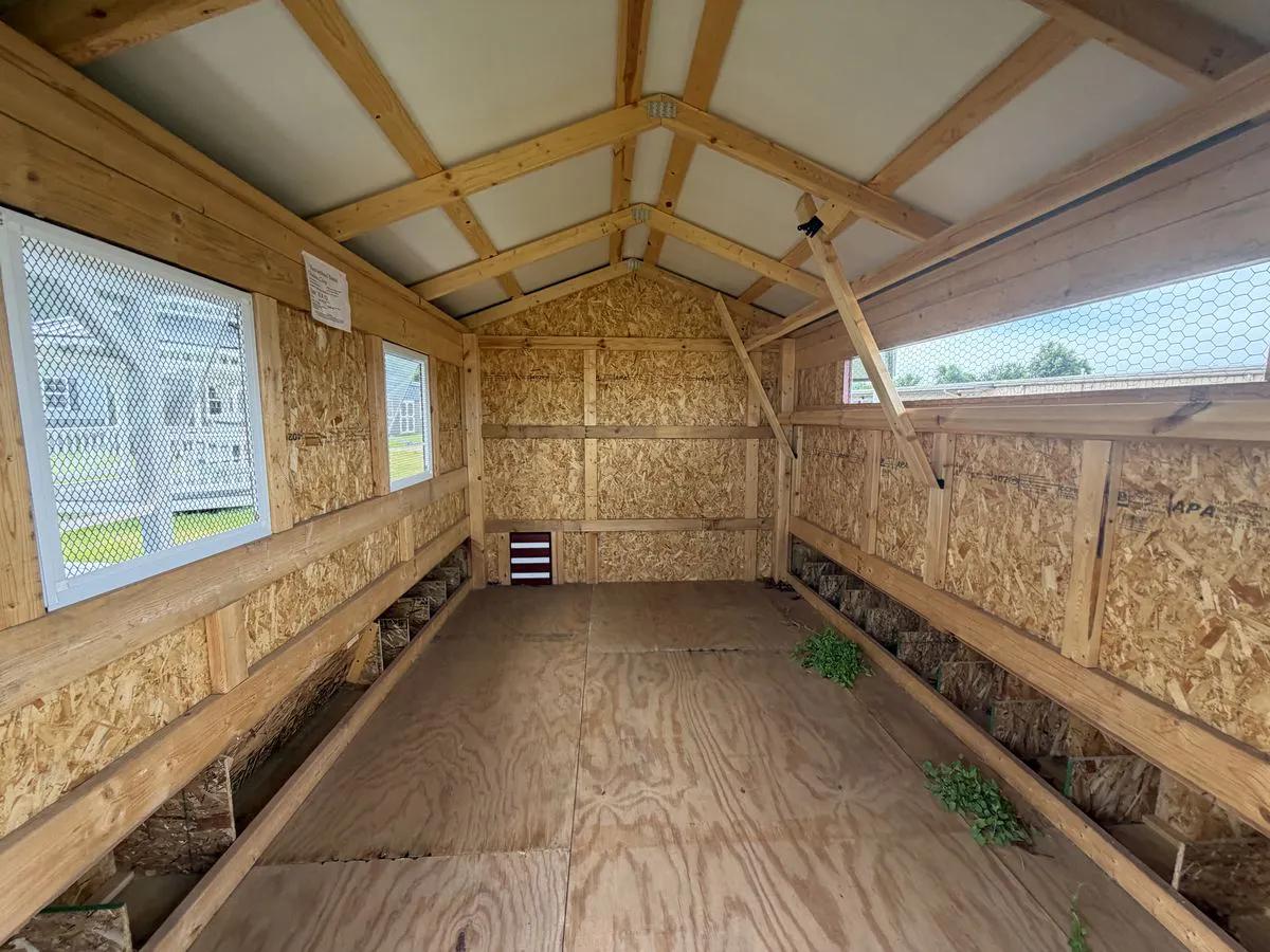 10×12 Chicken Coop at the Adrian location, interior view