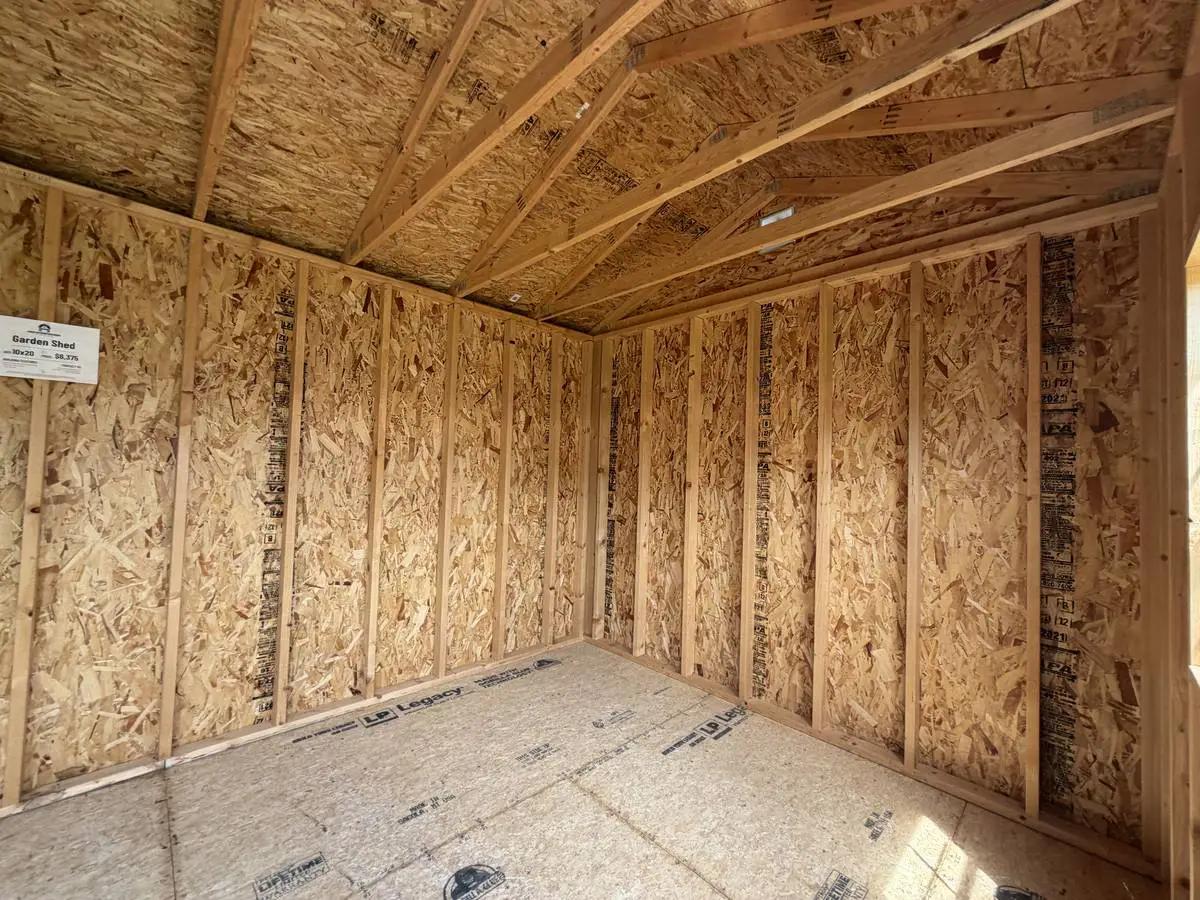 10×20 Garden Shed at the Adrian location, interior view