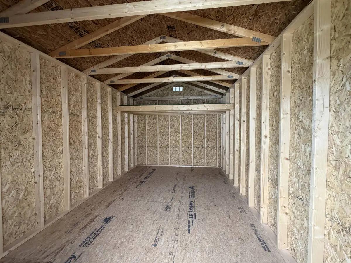 10×16 Utility Shed at the Adrian location, interior view