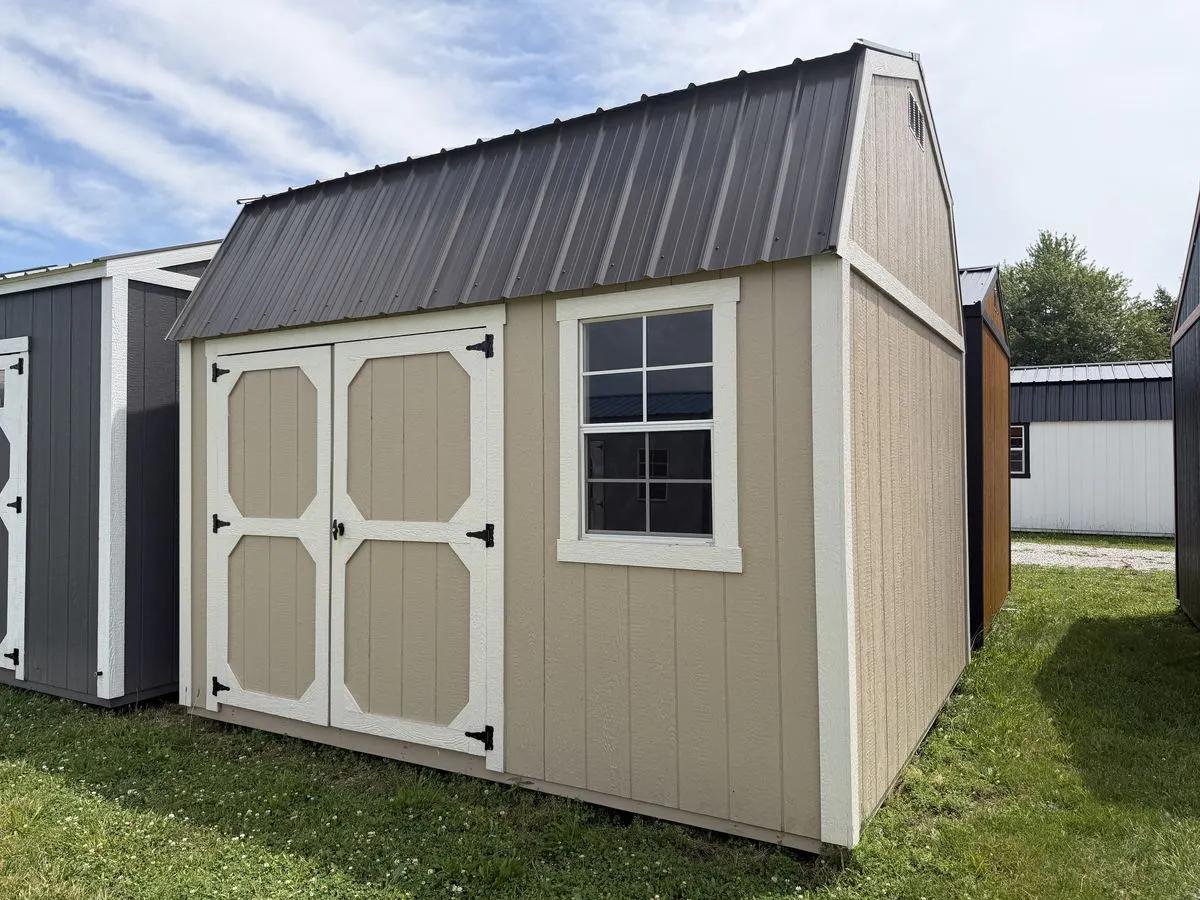 10×12 Lofted Garden Shed at the Adrian location, front exterior view