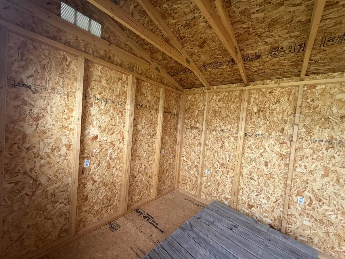 8×12 Utility Shed at the Adrian location, interior view