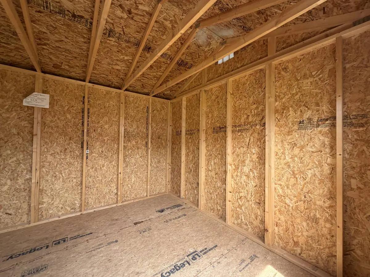 12×16 Garden Shed at the Adrian location, interior view