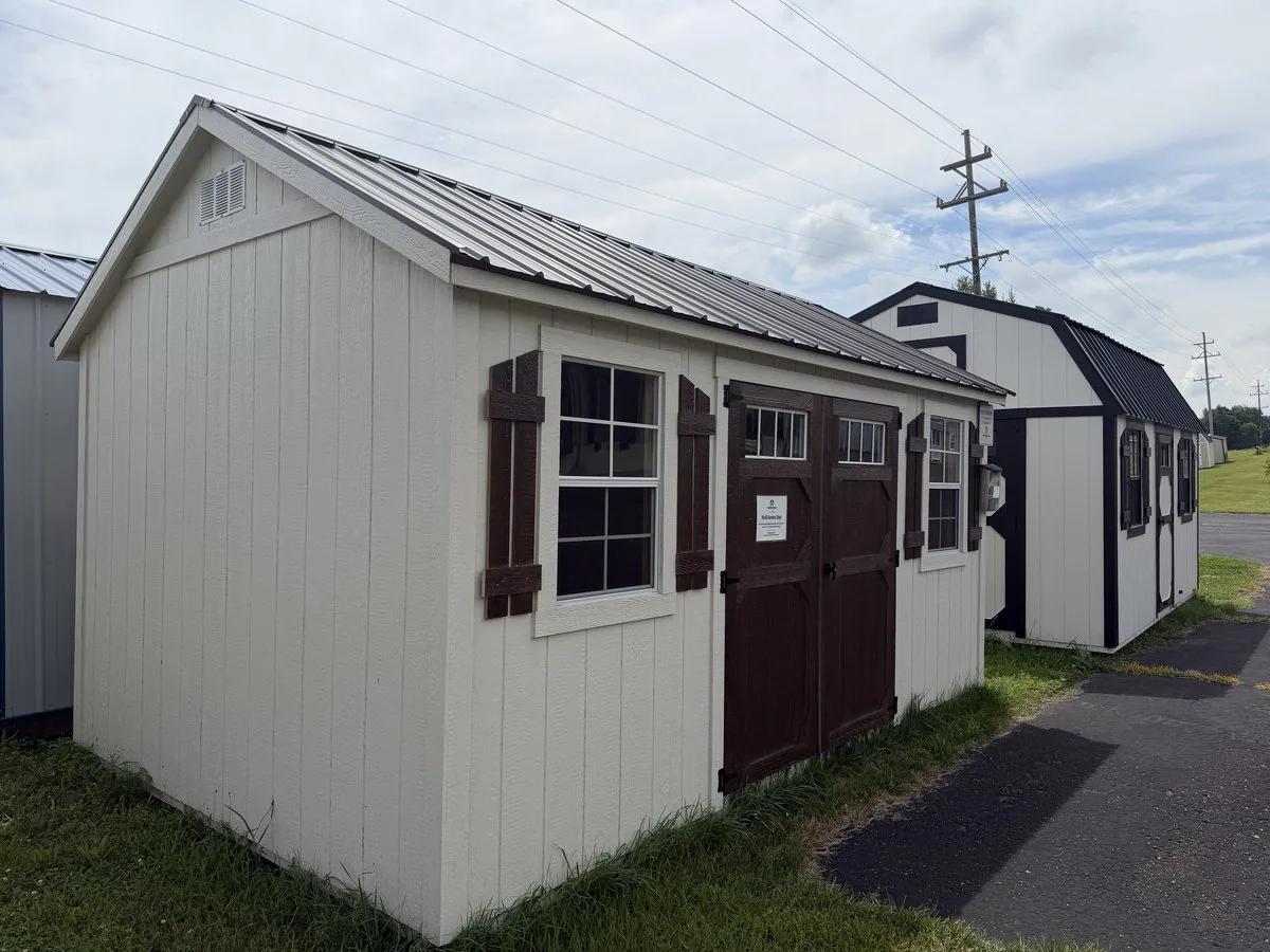 10×16 Deluxe Garden Shed at the Adrian location, front exterior view