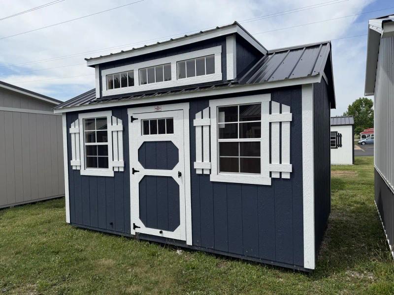 9×14 Deluxe Garden Shed at the Adrian location, front exterior view