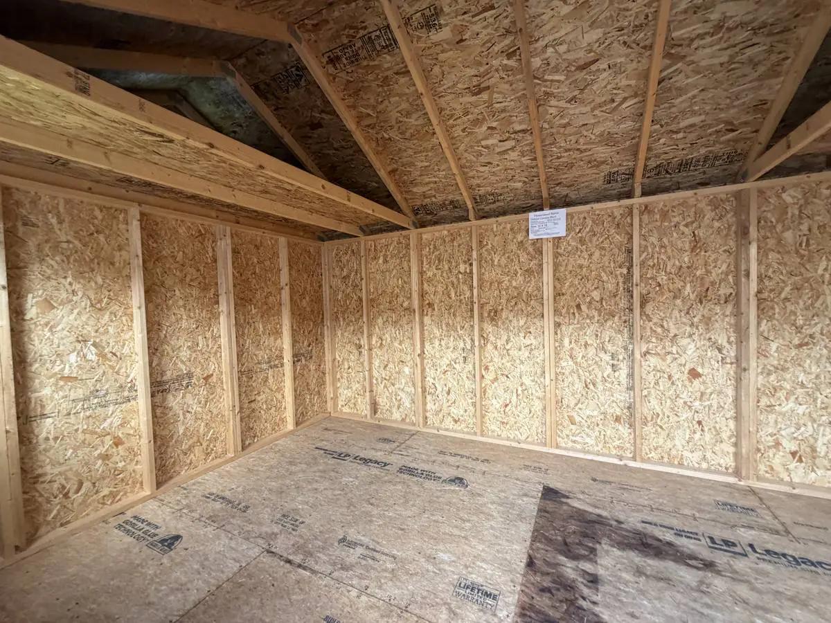 10×16 Deluxe Garden Shed at the Adrian location, interior view