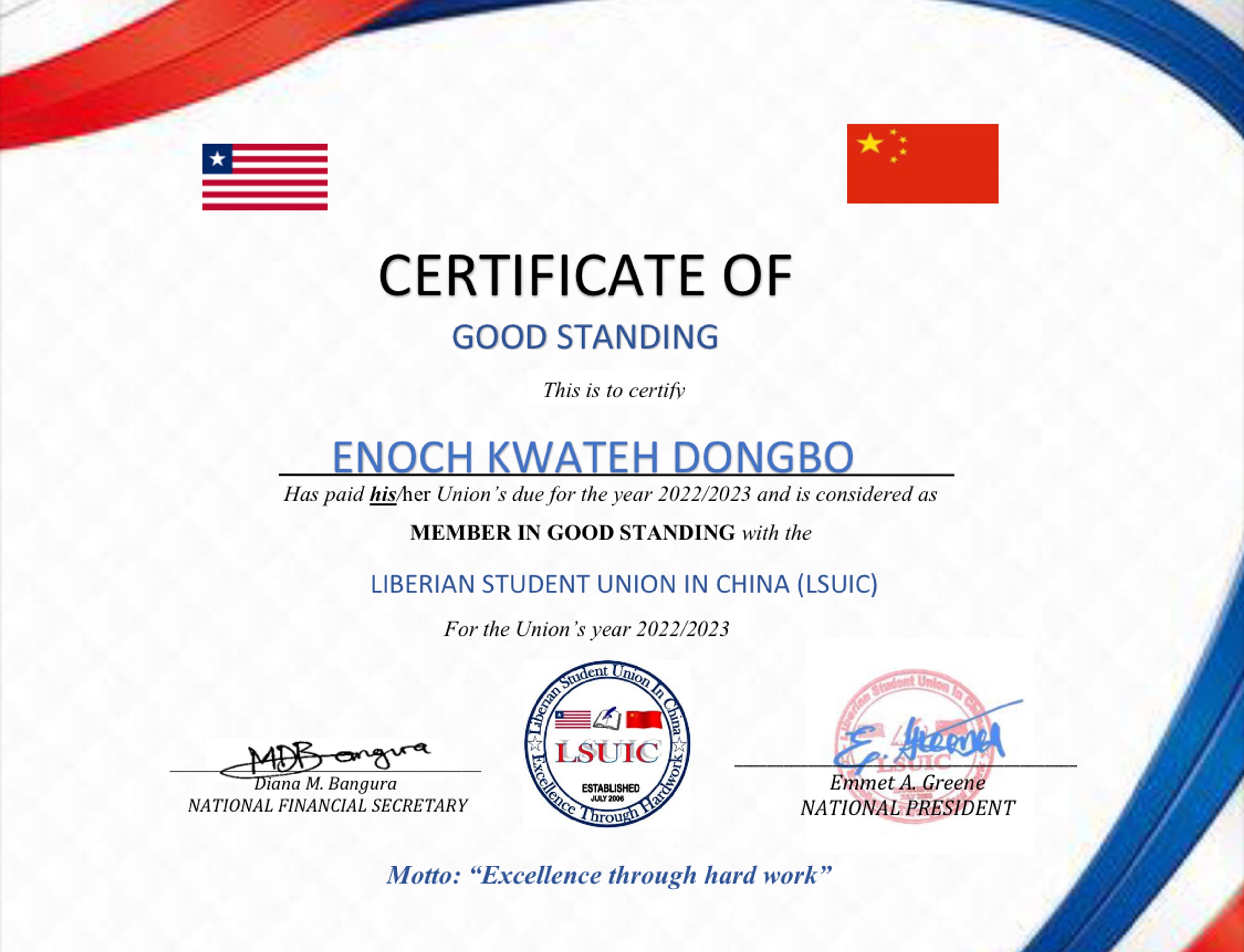 Certificate of Good Standing