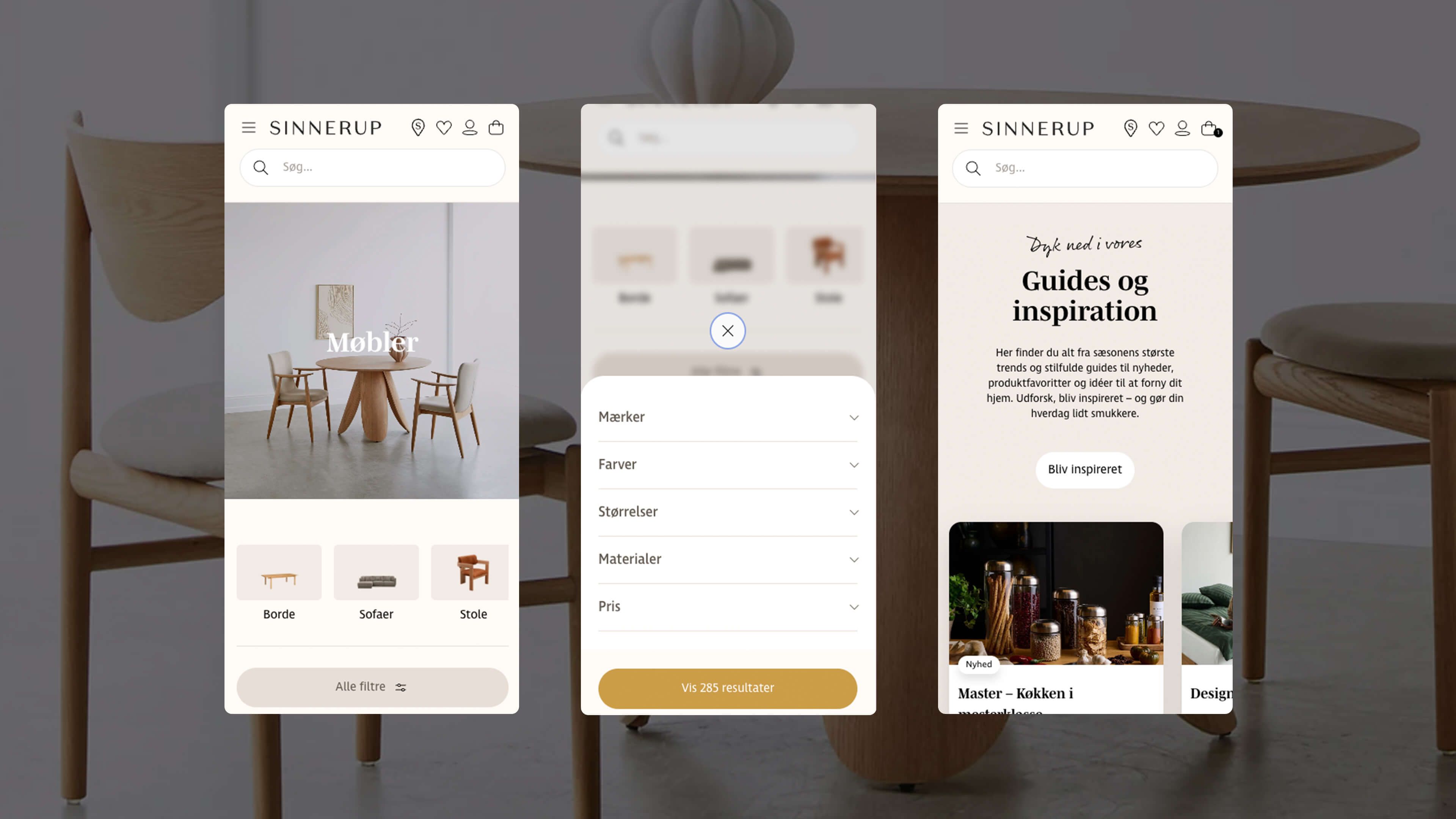 Nyt design af Sinnerups webshop