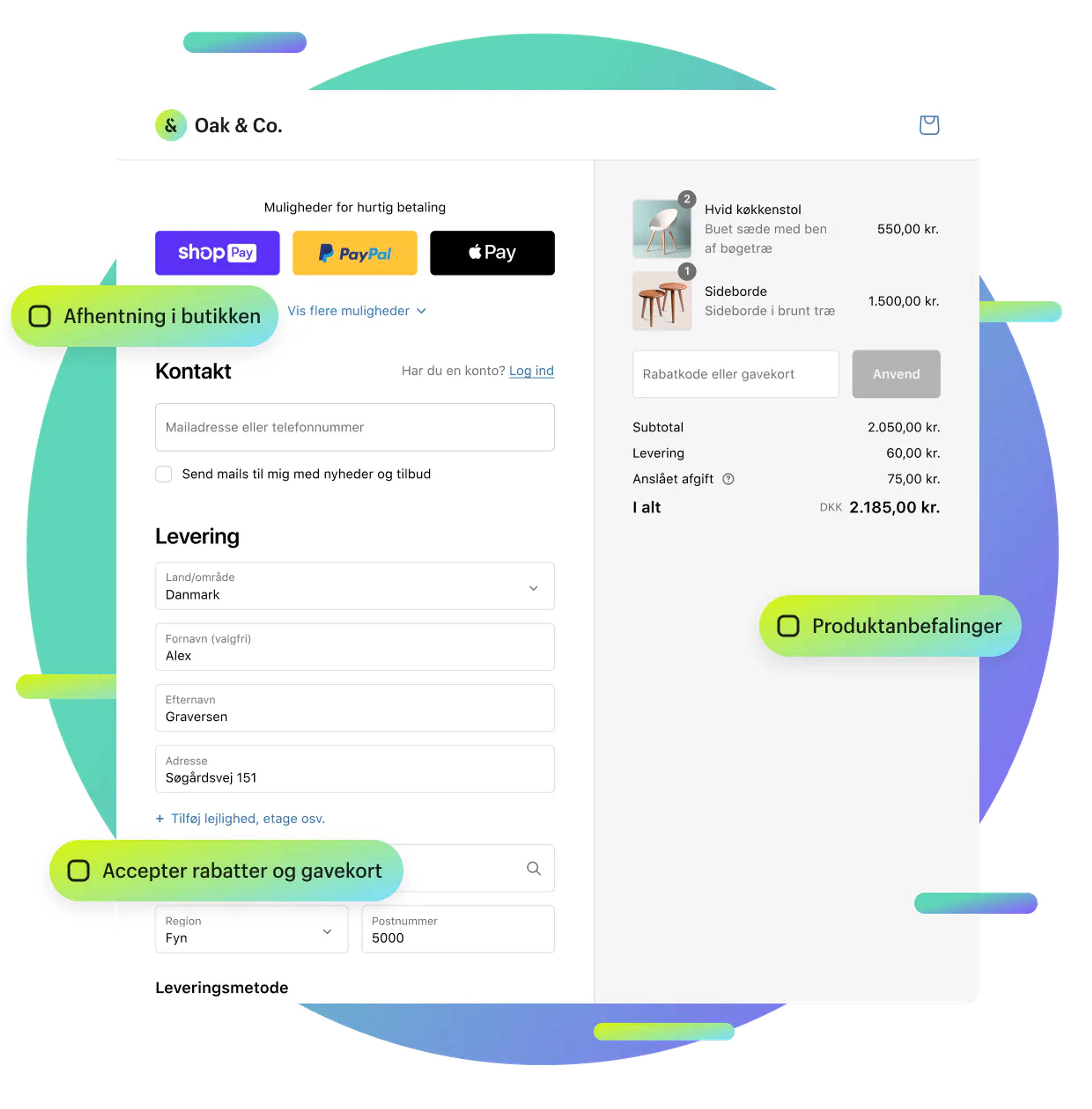 Grafik af Shopify's checkout feature.