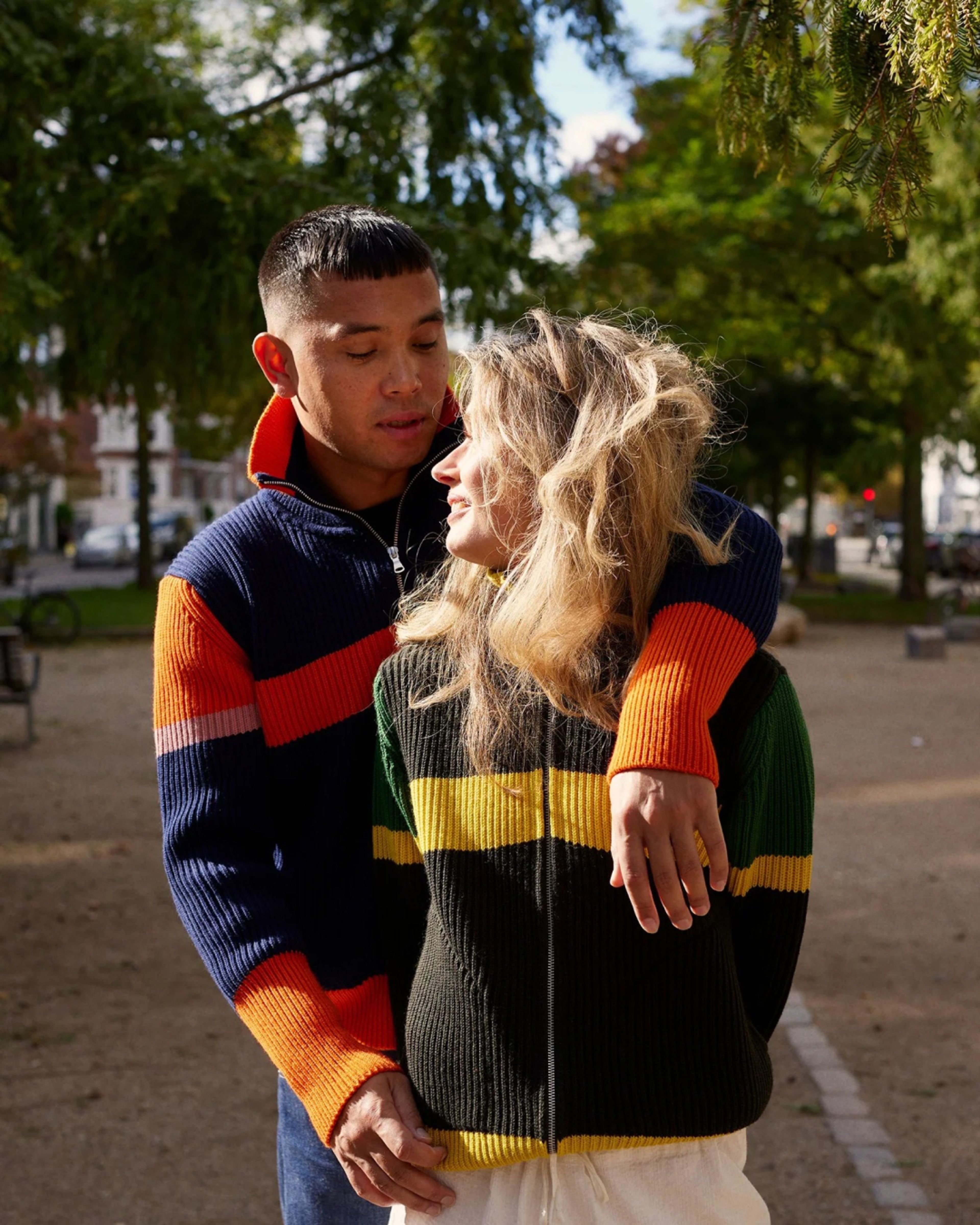 Couple wearing Andersen-Andersen knitwaer