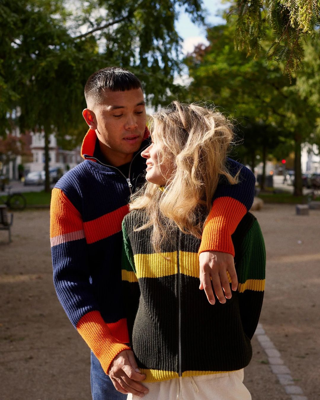 Couple wearing Andersen-Andersen knitwaer