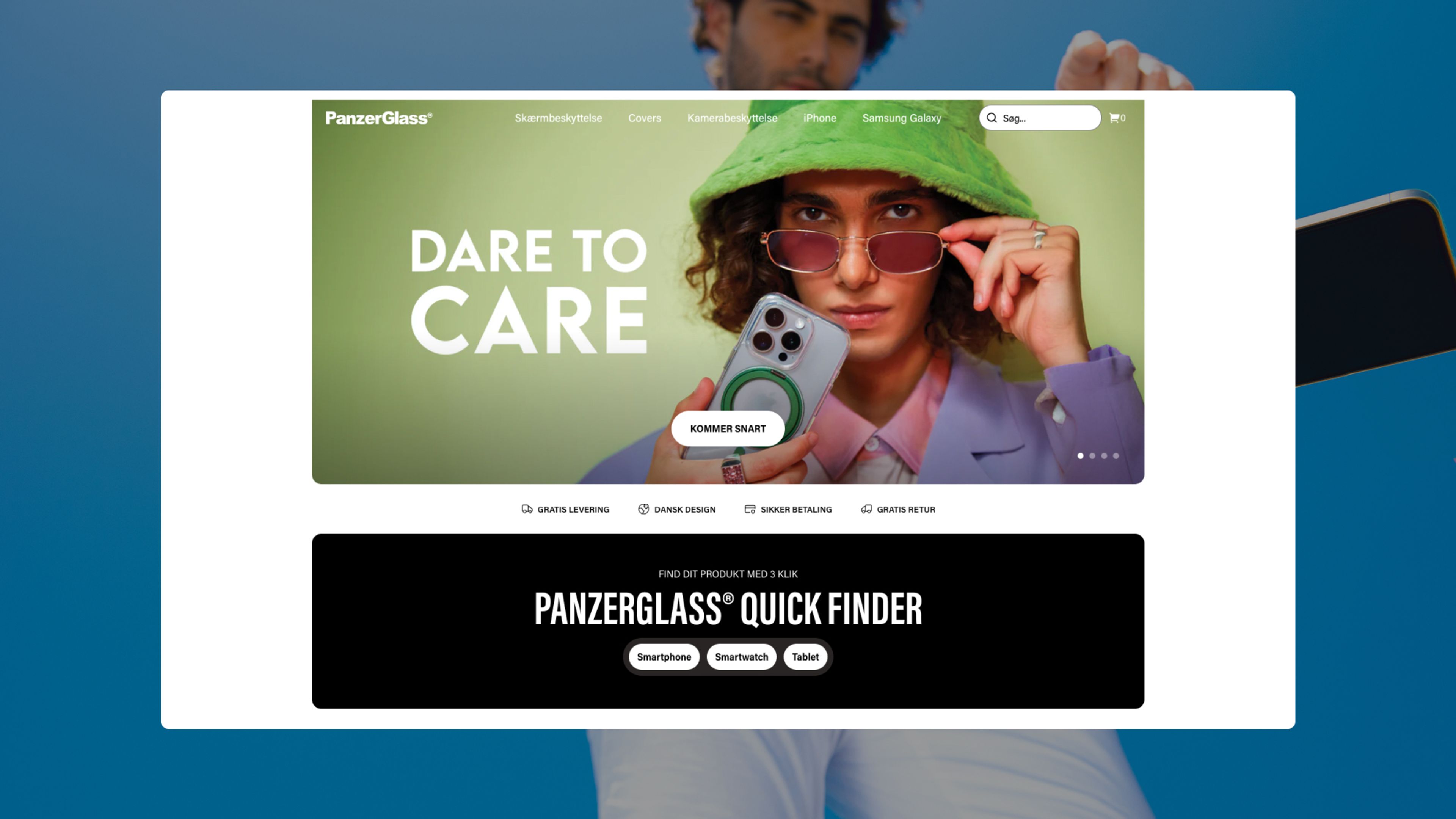 Nyt design af Panzerglass' Shopify-webshop