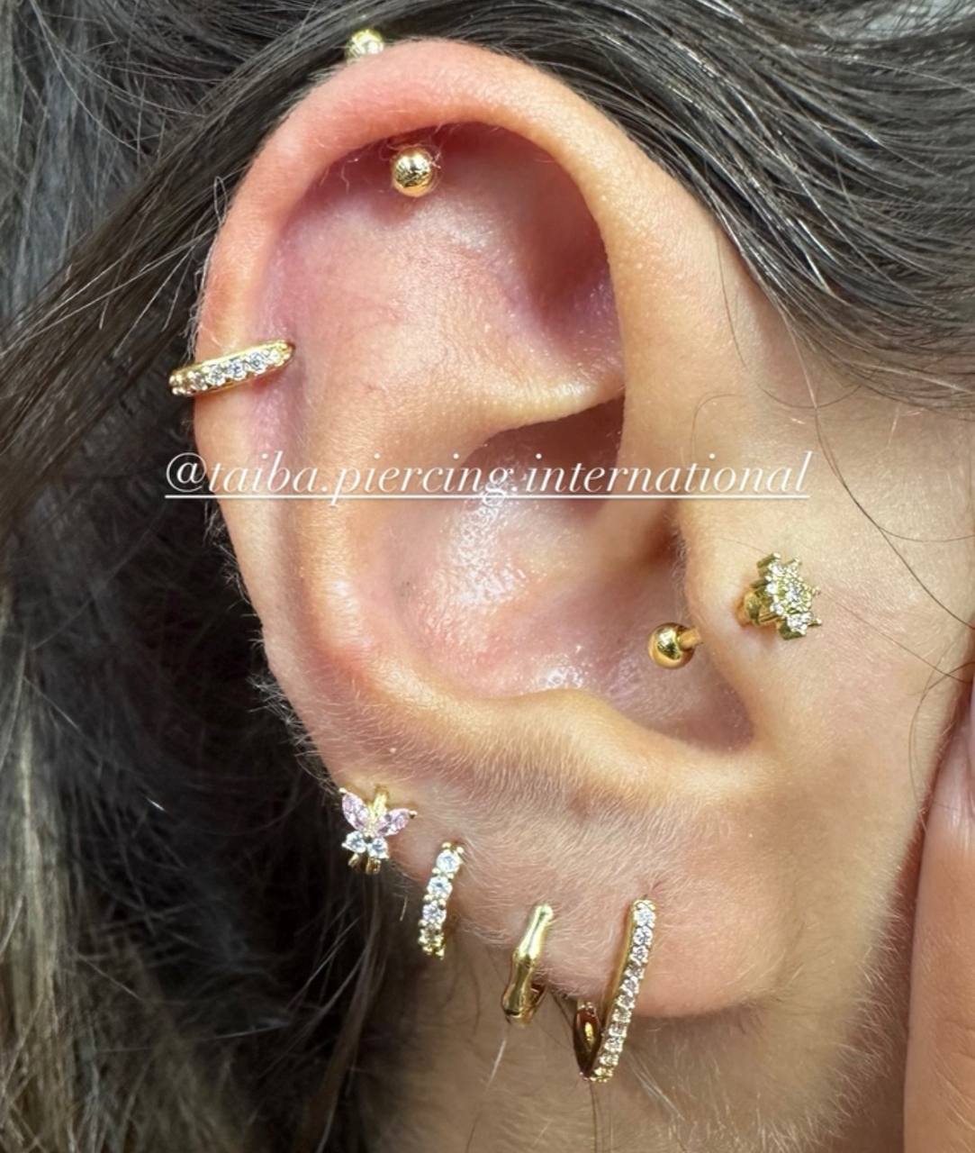 Curated Gold Ear Stack (Helix, Tragus & Lobe)