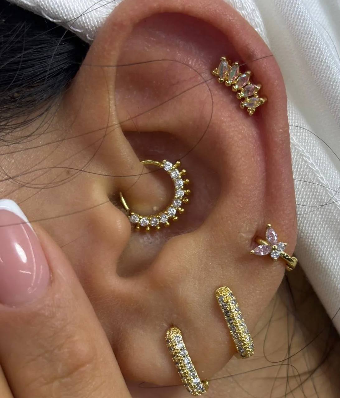 Gold Daith Ring & Marquise Helix