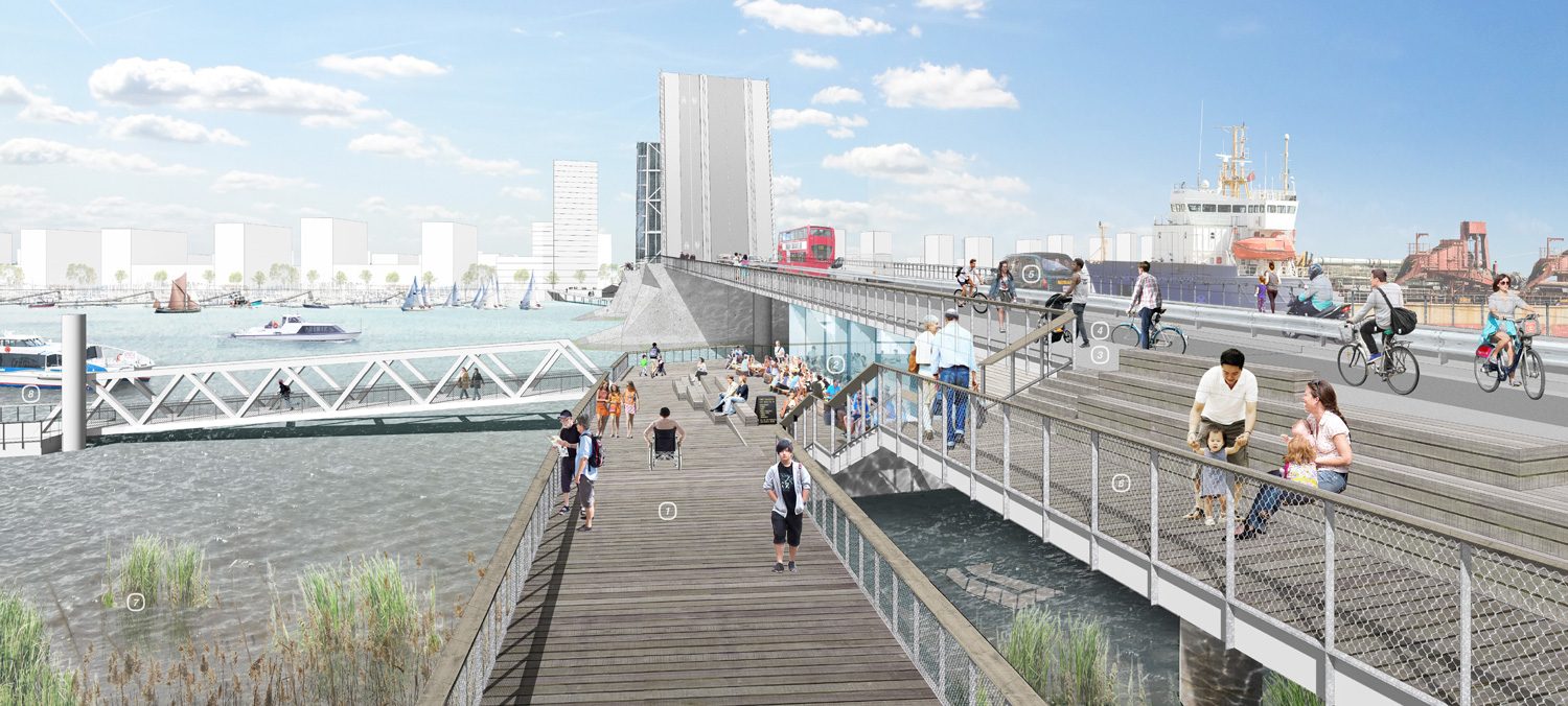 View looking north from the southern pier