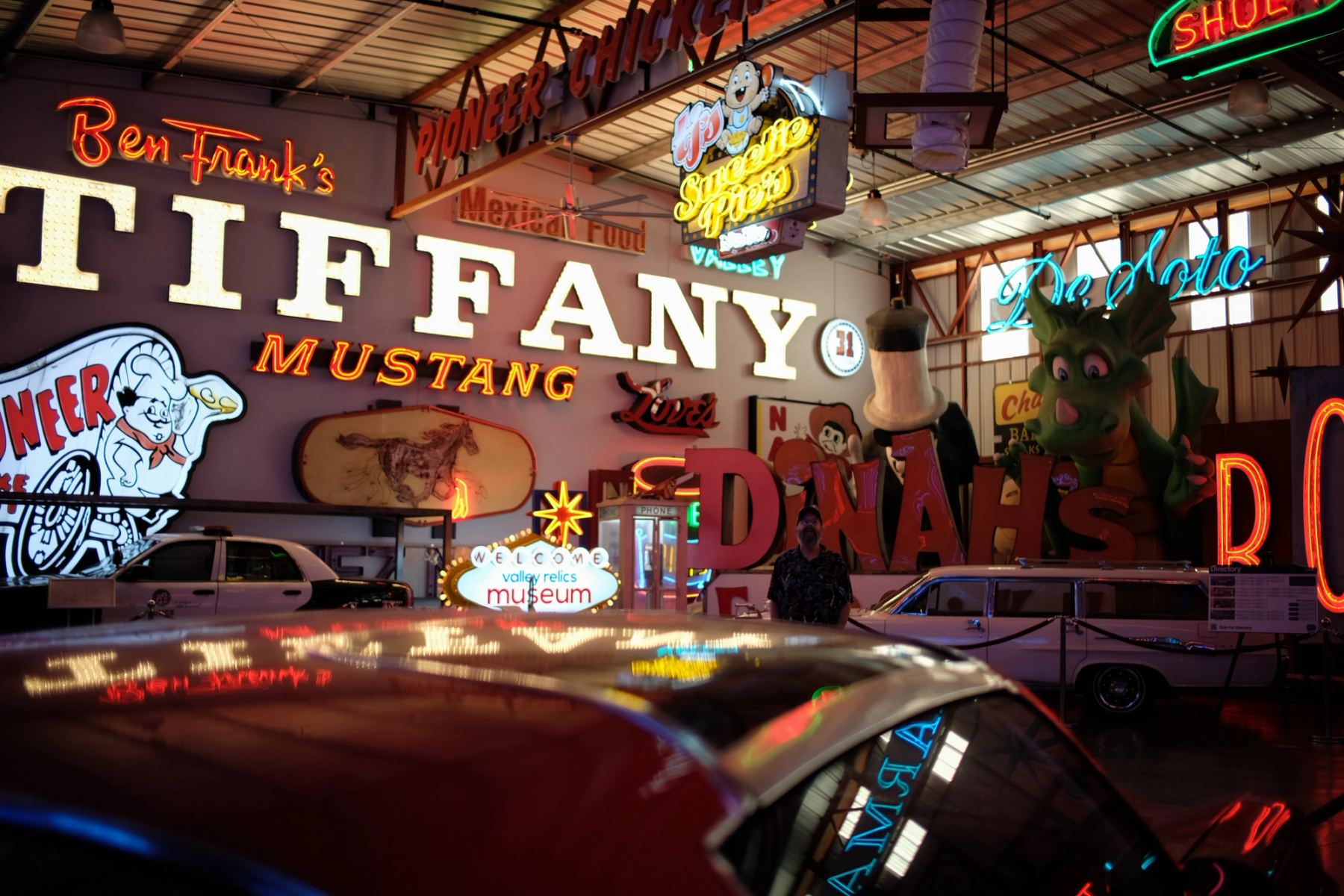A bunch of neon signs