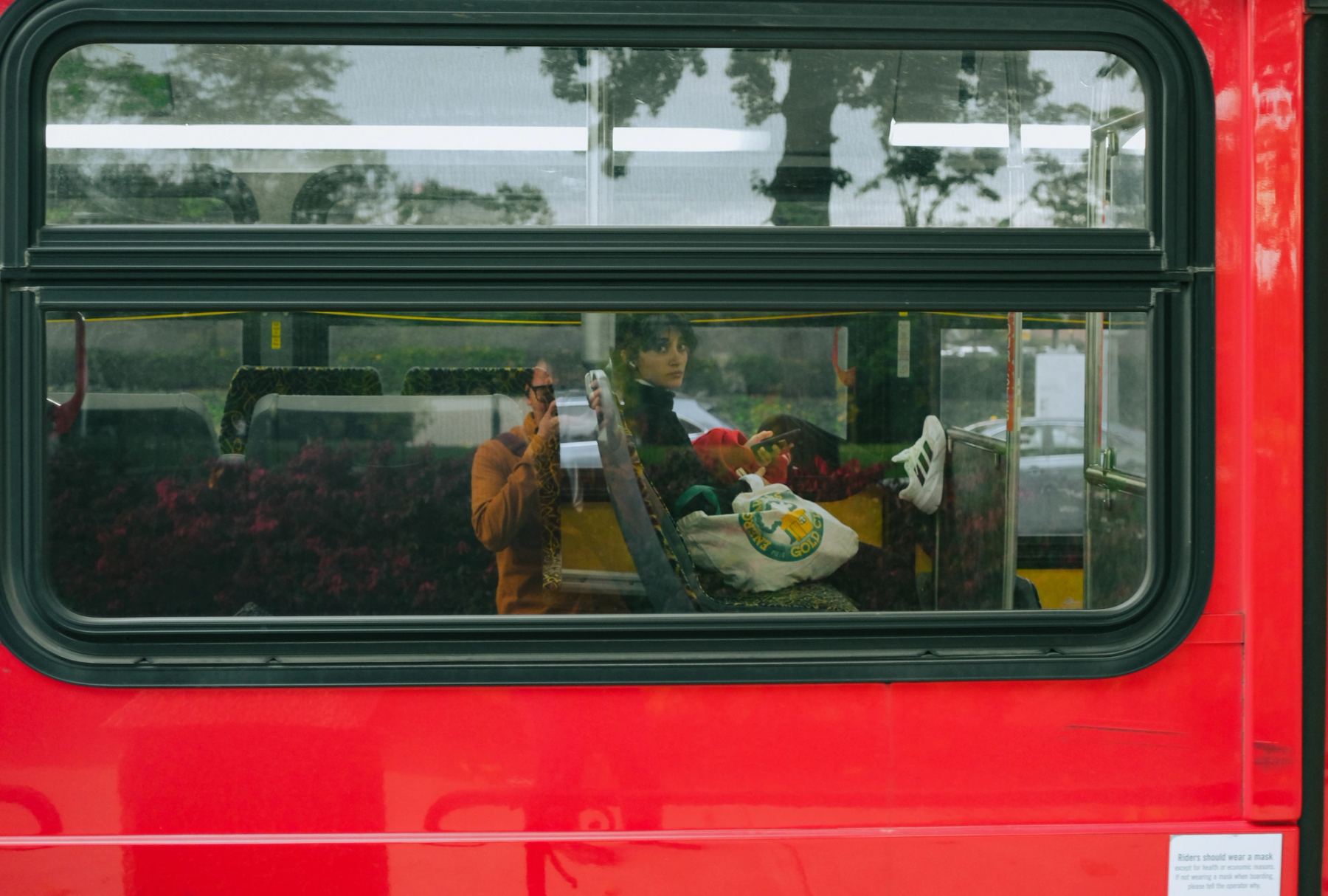 A lady in a bus