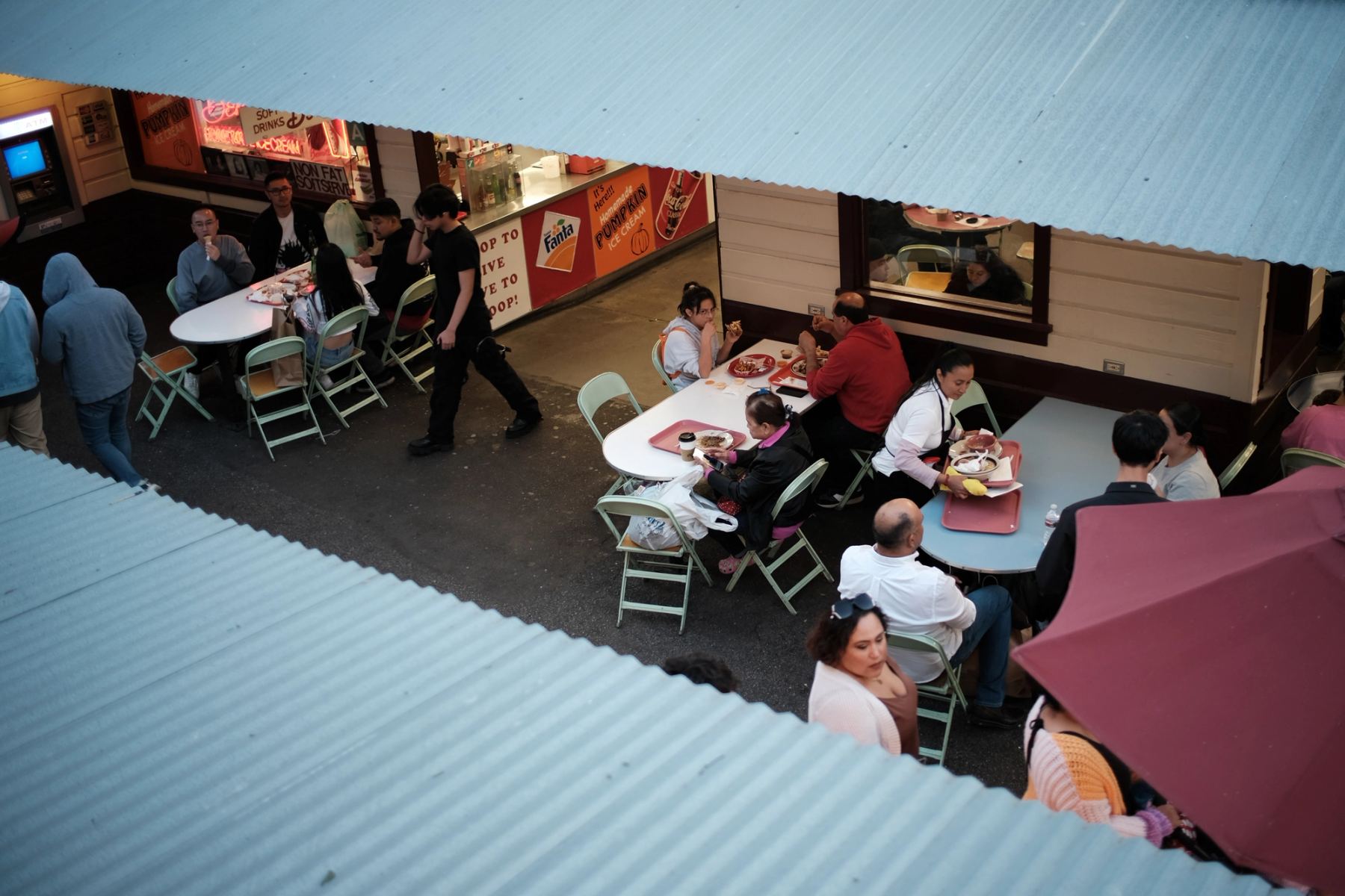 People having food viewed from top