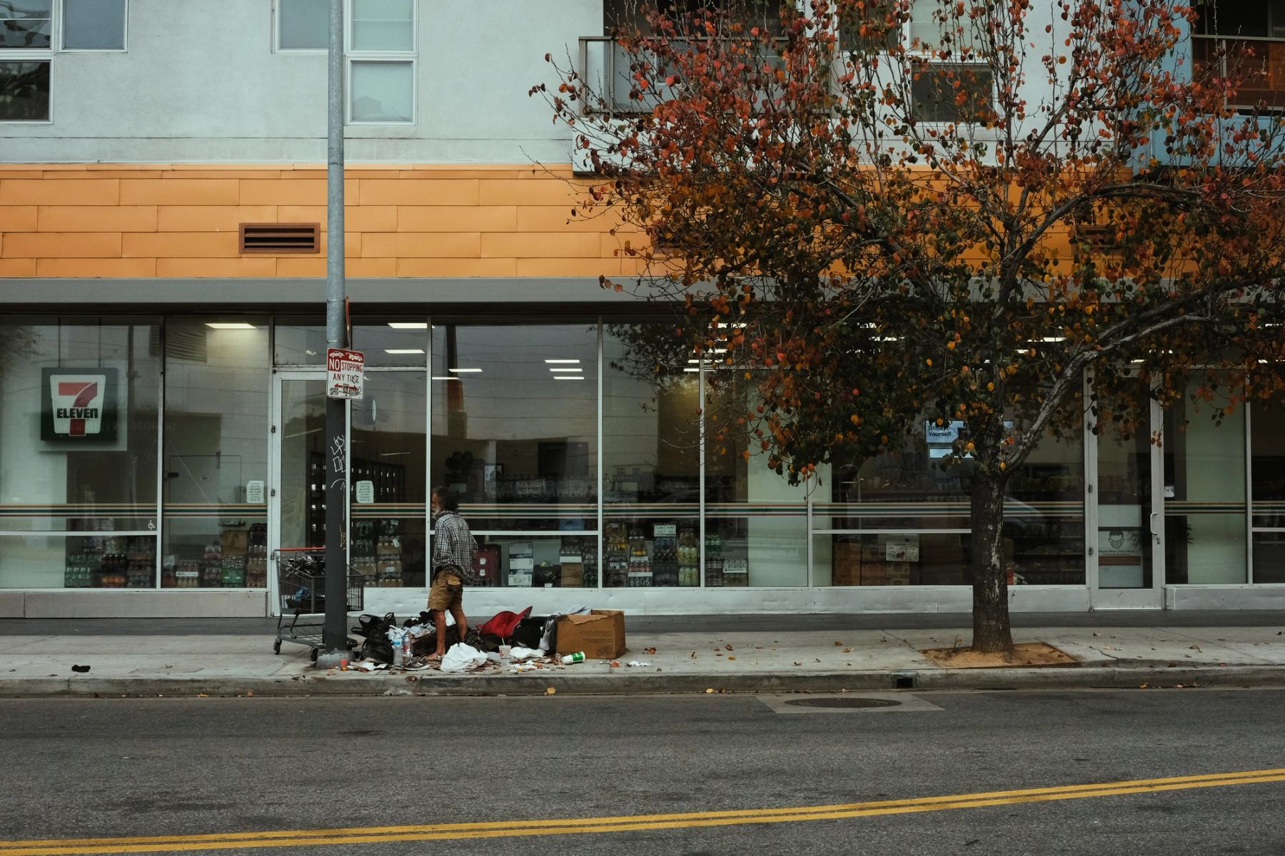 A homeless man on the street