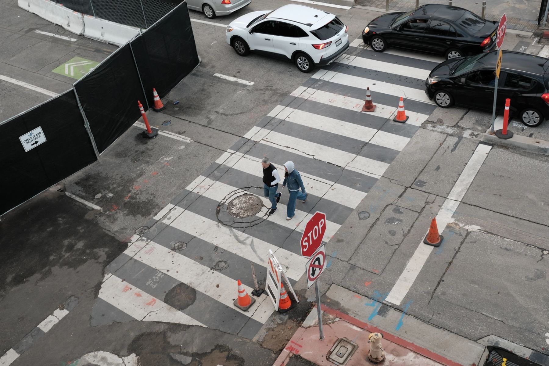 People walking past a crossing
