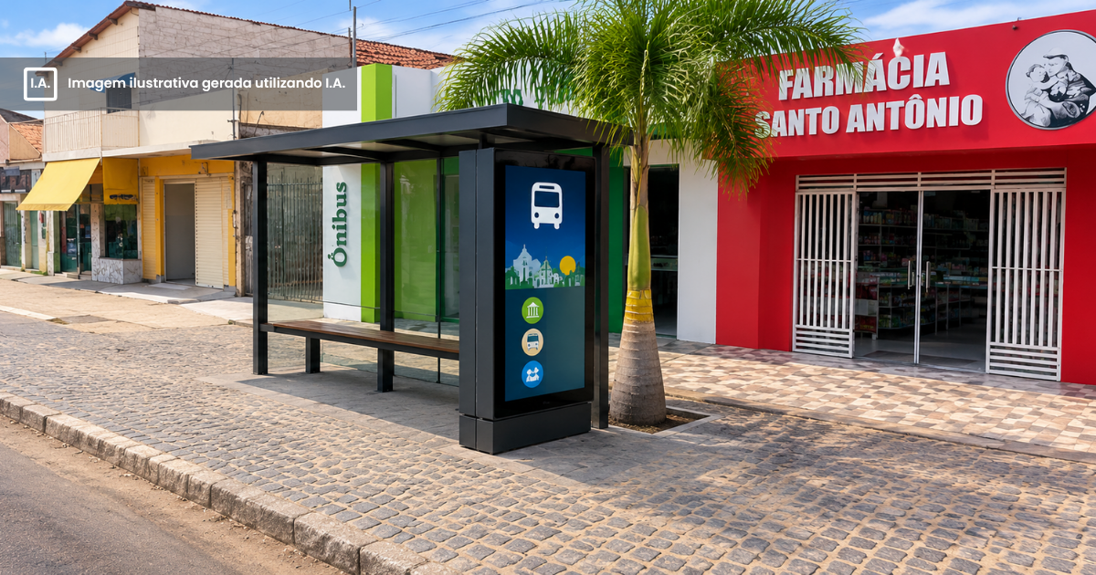 Projeto de Lei do vereador Vinícius Gomes aprovado na Câmara prevê instalação de painéis digitais em paradas de ônibus