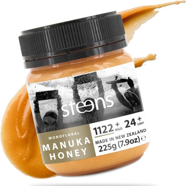 A jar of Steens 1122 honey