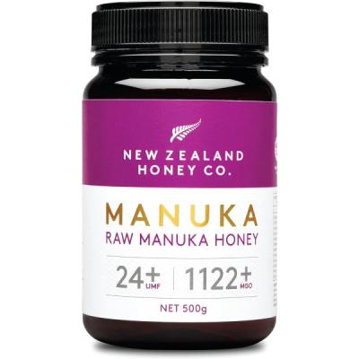 A jar of New Zealand Honey Co. 1122, a top 5 manuka honey for MGO or UMF count.