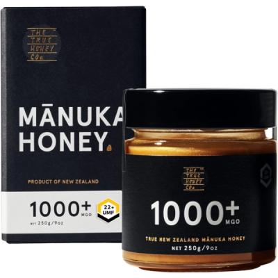 A jar of The True Honey Co. 1000, a top 5 manuka honey for MGO or UMF count.