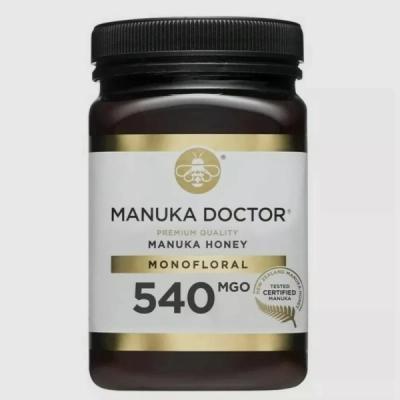 A jar of Manuka Doctor 540, an premium manuka honey.