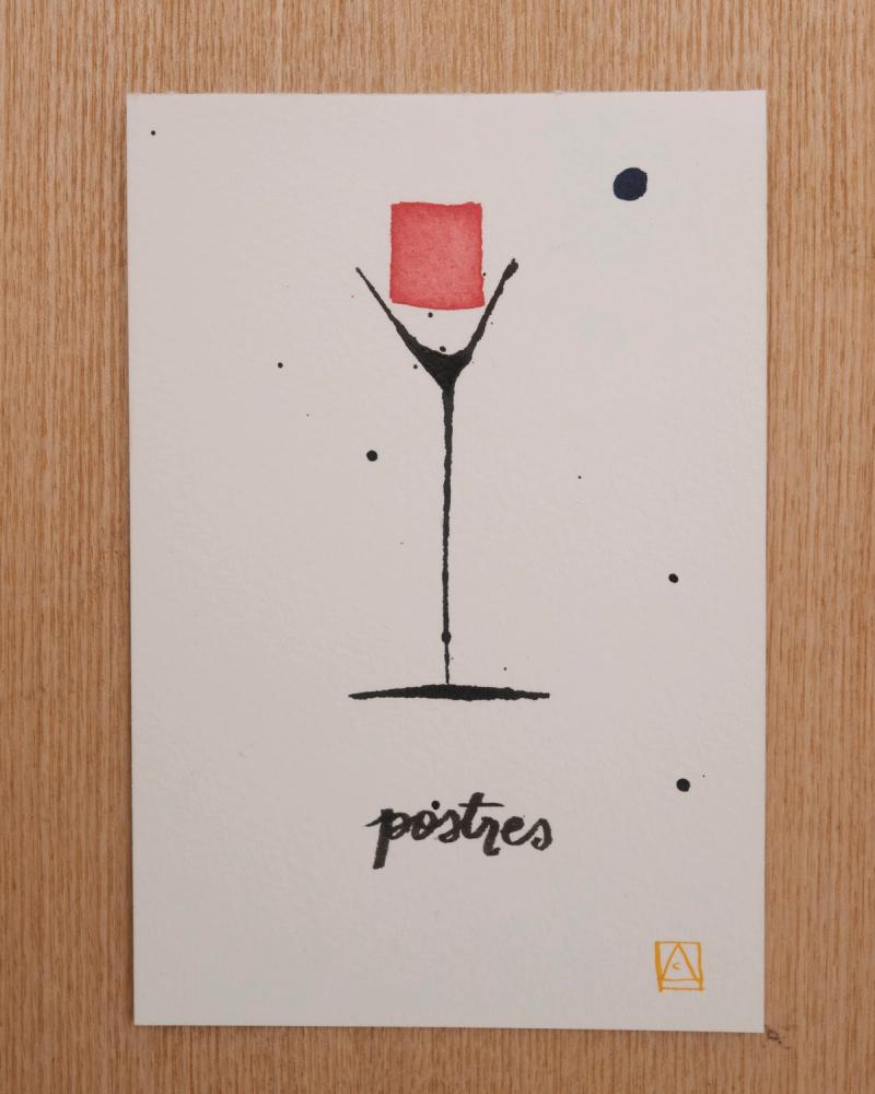 Postres in Tall V Martini Glass