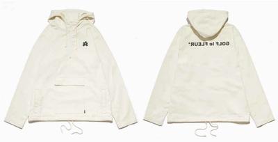 A front and a back view of a white hoodie. tyler, the creator x converse collab